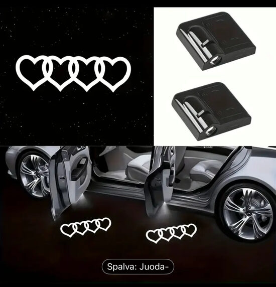 Audi Automobilio Durų LED Projektorius – Širdelių Dizainas